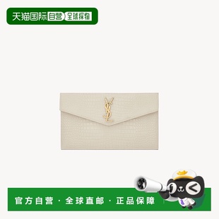 自营欧洲直邮YSL圣罗兰 UPTOWN系列女士复古白小牛皮磁吸扣手拿包
