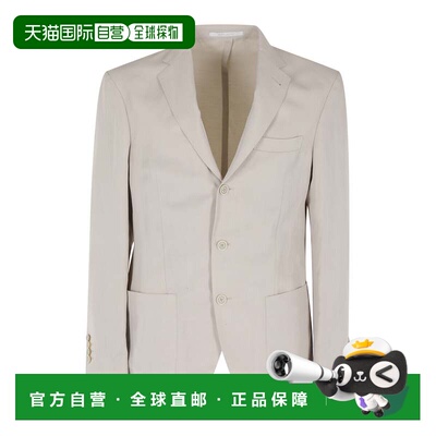 自营eleventy沙软单排扣口袋莱赛尔混合西装外套-白色 美国奥莱直