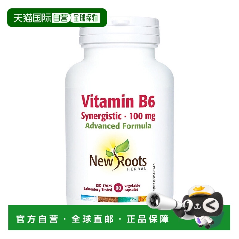 加拿大直邮New Roots 协同维生素 B6 100 毫克（90 粒 V 胶囊）