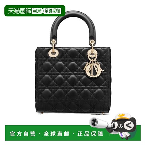 香港直邮Dior Lady Dior中号羊皮革手提包 M0565ONGE迪奥