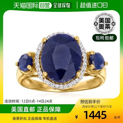Ross-Simons 蓝宝石 3 石戒指，带 。 18kt 金钻石 - 蓝色 【美国