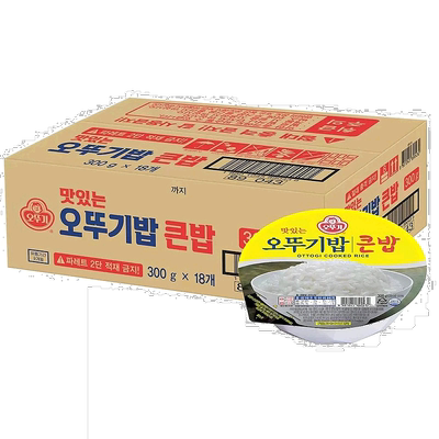 韩国直邮OTTOGI不倒翁速食米饭300g*18盒微波炉即食白米饭半成品