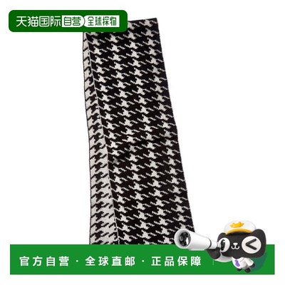 自营Portolano Pied De Poule Cashmere Scarf - black 美国奥莱
