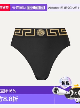 1h可退 香港直邮Versace 范思哲 女士 黑色 Greca Border 比基尼