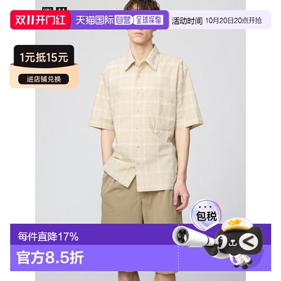日潮跑腿UNIQLO优衣库 短袖格子方正衬衫 482498