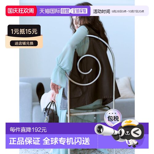 1h可退 日本直邮Ungrid 女装 仿皮背心 宽松V领 大口袋设计 11254