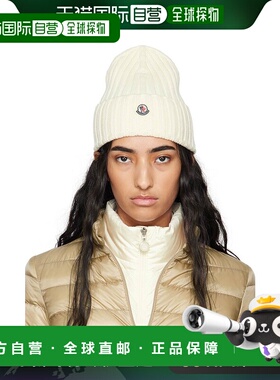 1h可退 香港直邮潮奢 Moncler 盟可睐 女士 白色毛线帽 J20933B00
