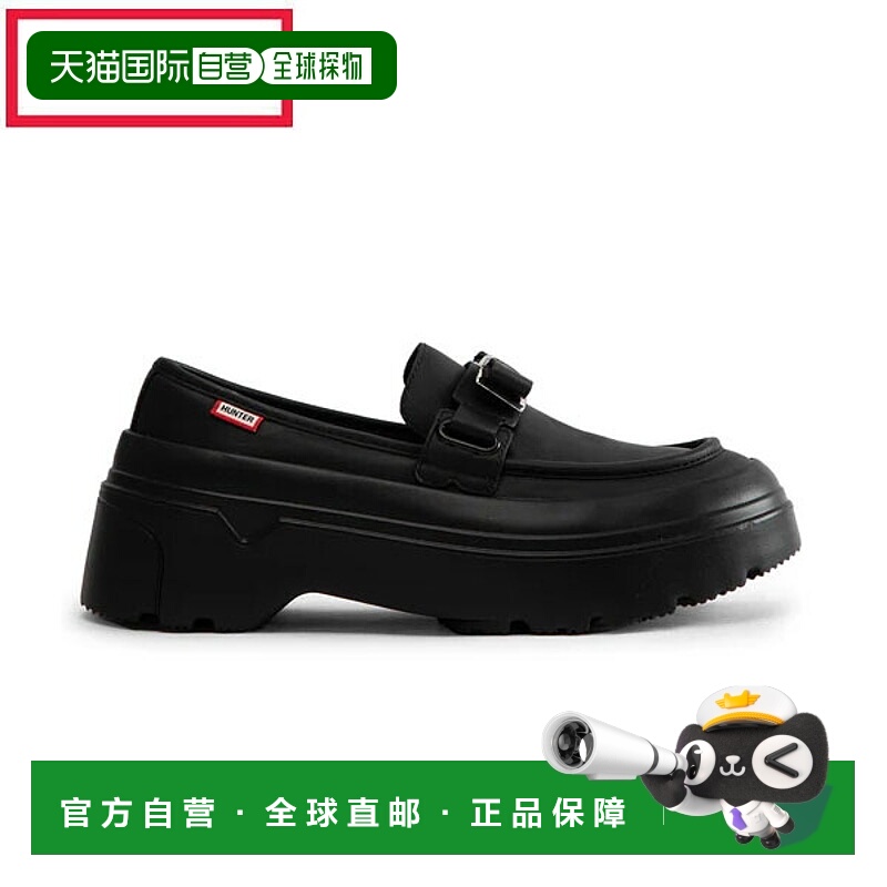 日本直邮Hunter 女士精致探险家厚底金属蝴蝶结乐福鞋(黑色)(WF
