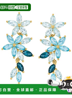 自营 Ross-Simons 18 克拉金同色蓝色托帕石花卉戒指 - 蓝色 美国