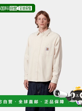 自营欧洲直邮Carhartt WIP Flint男士盐白色棉带胸袋长袖衬衫