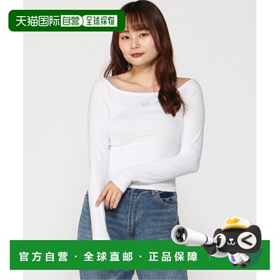 日本直邮GAP 日本产白色圆领落肩短袖T恤印LOGO长袖