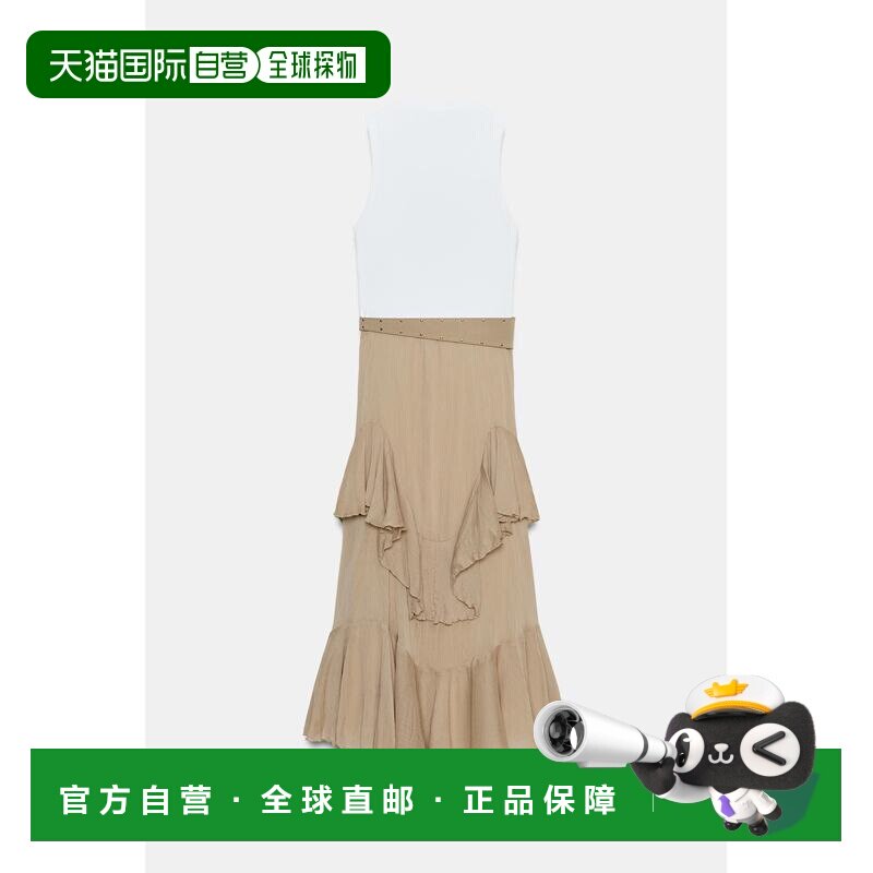 日本直邮Zara荷叶边下摆 对比色腰带连衣裙背心裙
