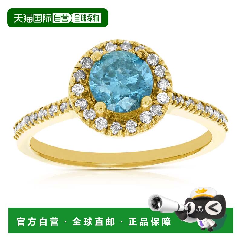 自营 vir jewels1.30 克拉蓝色和白色钻石订婚戒指 14K 黄金新娘