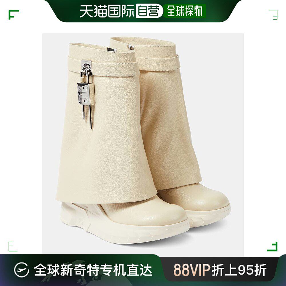 香港直邮潮奢 givenchy 纪梵希 女士鲨鱼扣骑士皮质短靴
