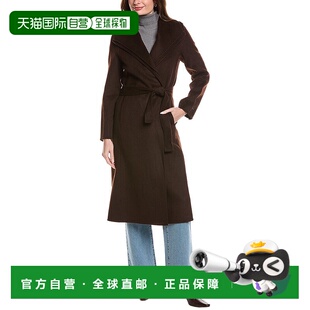 自营Tahari Elliot Long Wool-Blend Coat - brown 美国奥莱直发