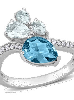 自营 mimi & max1 7/8 CT TGW 梨形伦敦蓝托帕石和海蓝宝石和 1/1