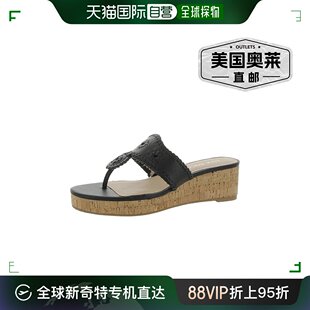 rogersJacks 人字形露趾坡跟凉鞋 Cork 女式 Wedge 黑 jack Mid