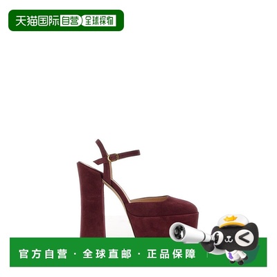 自营stuart weitzmanBurgundy Suede Block Heel Platform Pumps
