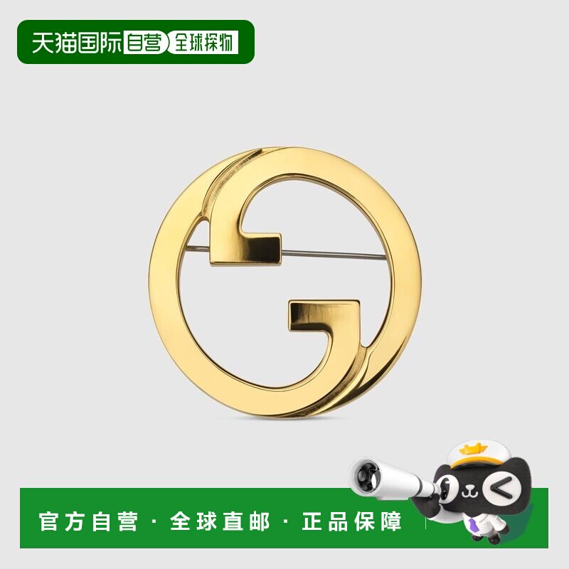 自营欧洲直邮Gucci古驰女士黄金色金属金发女郎胸针