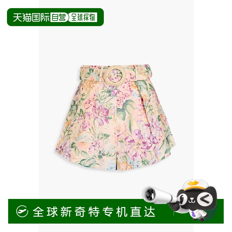 1h可退 香港直邮潮奢 ZIMMERMANN 女士 束带亚麻短裤 9936ASS241M