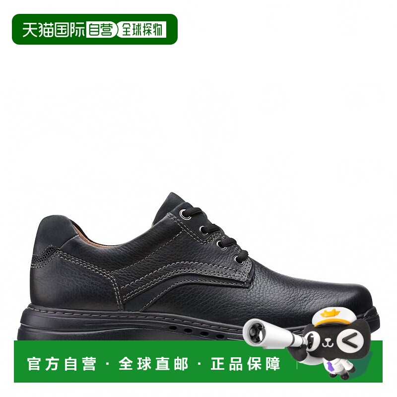 自营clarksMen's Un Brawley Pace Leather Shoes In Black Leath