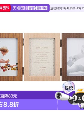 【日本直邮】LADONNA宝宝纪念相框棕色木质复古时尚DF52-303个