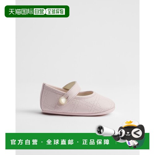 欧洲直邮Dior迪奥 婴儿粉色小羊皮Cannage图案学步鞋