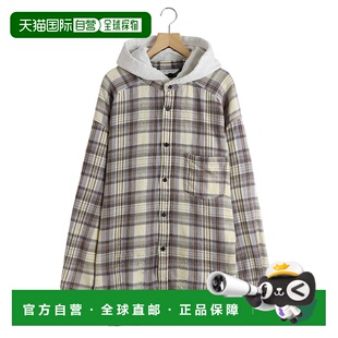 1h可退 日本直邮ANCELLM 男装宽松落肩法兰绒格纹长袖衬衫外套 AN