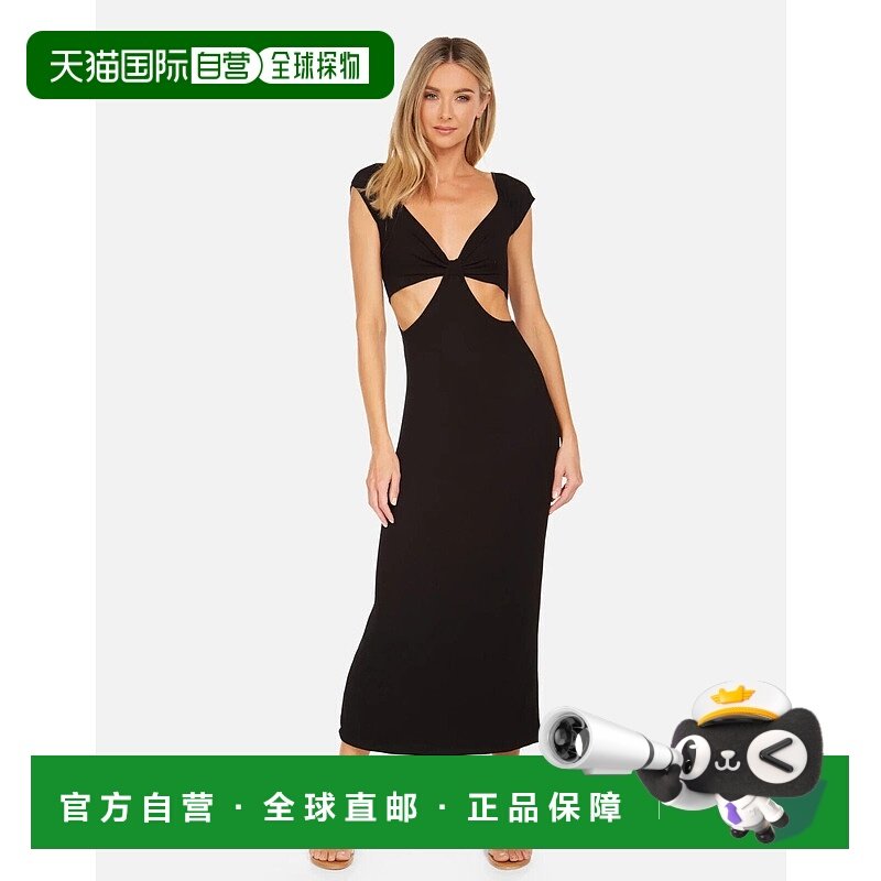 自营 Michael Lauren Colvin连衣裙女式黑色前襟镂空侧边开叉JDM1