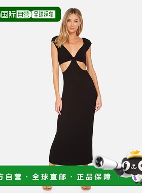 自营 Michael Lauren Colvin连衣裙女式黑色前襟镂空侧边开叉JDM1