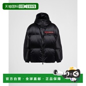 自营欧洲直邮Prada普拉达 Nylon女士黑色聚酰胺拉链闭合羽绒服