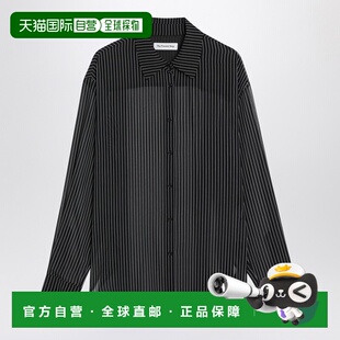 1h可退 香港直邮The Frankie Shop 女士 Peri 黑色半透视条纹衬衫