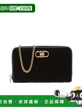 香港直邮Salvatore Ferragamo 黑色LOGO压花单肩包 069564722-D33