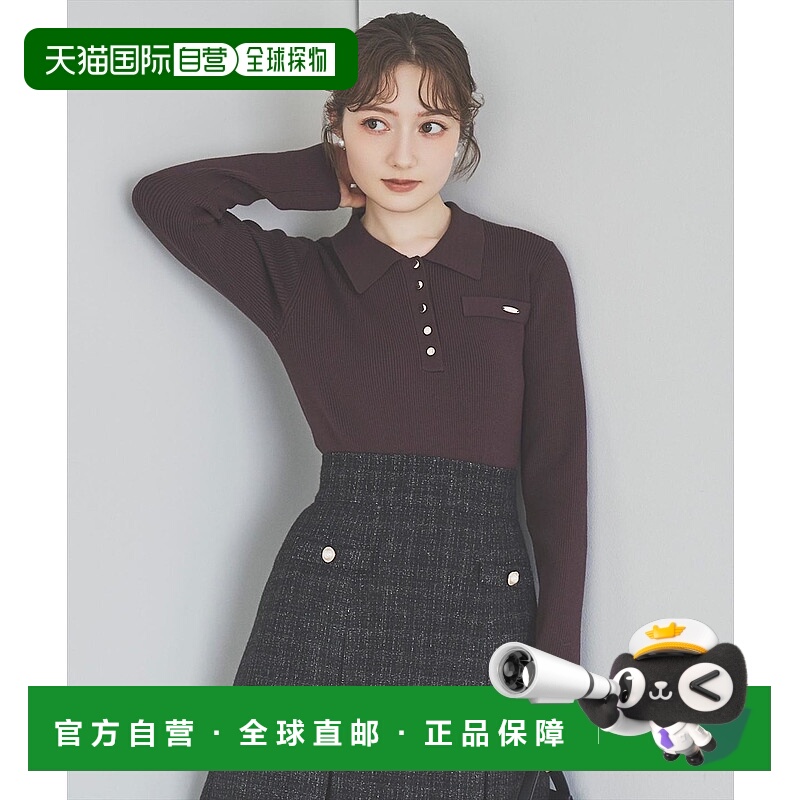 1h可退 日本直邮Swingle 女装 修身显瘦 金扣罗纹POLO针织开衫 20