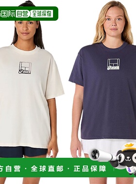 日本直邮ASICS 女士印花短袖衬衫服装T恤网球上衣训练衫2042A384