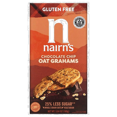 香港直邮Nairn's,Oat Grahams，无麸质，巧克力碎，5.64 盎司（16