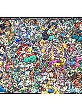 日本1000片彩色玻璃艺术拼图迪士尼公主集合51.2x73.7cm