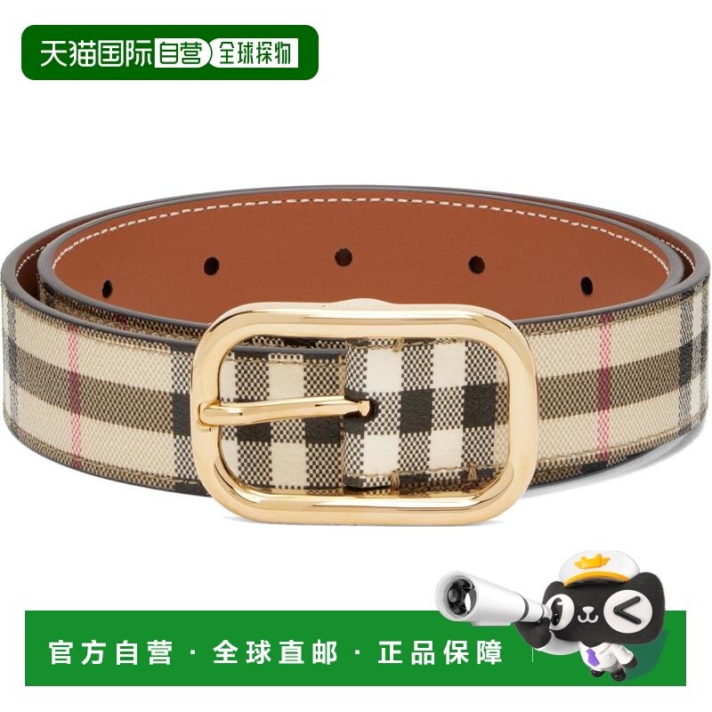 1h可退 香港直邮潮奢 Burberry 巴宝莉 女士 驼色格纹腰带 809383,服饰配件/皮带/帽子/围巾,腰带/皮带/腰链,淘宝优惠券,粉丝福利购,淘宝优惠卷