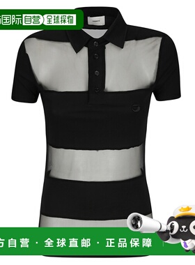 1h可退 香港直邮Coperni 女士 条纹透视Polo衫 COPJS115F5028BLK