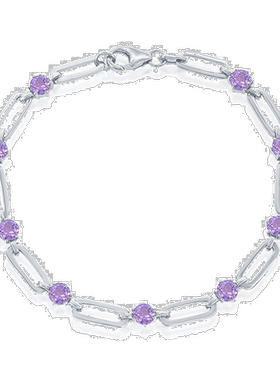 自营 simona925 纯银 5 毫米圆形回形针手链 - 紫色 美国奥莱直发