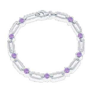 自营 simona925 纯银 5 毫米圆形回形针手链 - 紫色 美国奥莱直发