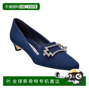 Ansulialo Blahnik Manolo 美國奧萊 真絲高跟鞋 藍(lán)色 自營