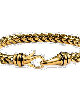 自营 Crucible 洛杉矶黄金抛光 6 毫米不锈钢 Franco 链式手链 -