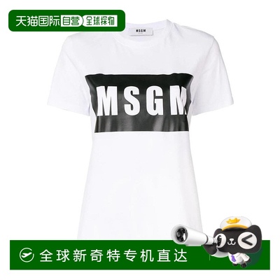 香港直邮MSGM 女士T恤 2641MDM9519529801WHITEBLACK SS2019短袖