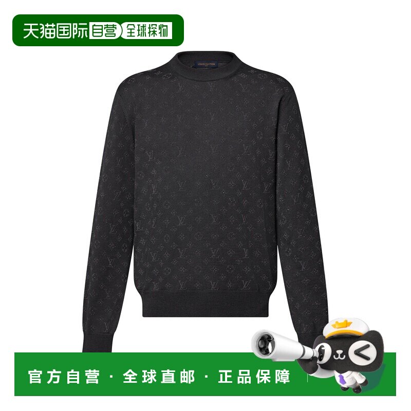 自营欧洲直邮LV路易威登 男士黑色羊毛老花图案毛衣针织