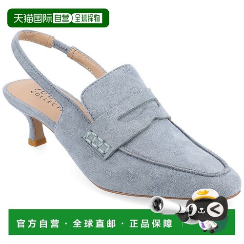 自营 journee collectionJournee女式中宽Amory高跟鞋-蓝色 美国