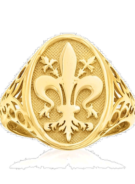 自营 Ross-Simons14 克拉黄金 Fleur-De-Lis 图章戒指 黄色 美国
