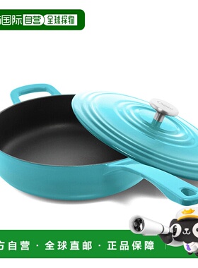 自营 chantal尚塔尔 5 夸脱。圆形铸铁炒锅带盖 - 海蓝色 美国奥