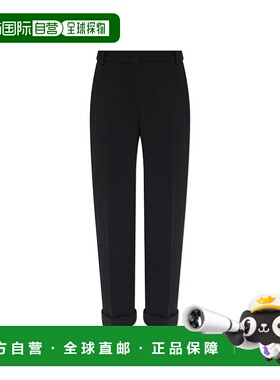 香港直邮Balmain 巴尔曼 女士 翻边下摆羊毛休闲裤 BF0PM010WB86