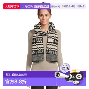 1h可退 香港直邮Ugg 女士 isle 围巾 black黑色 舒适时尚